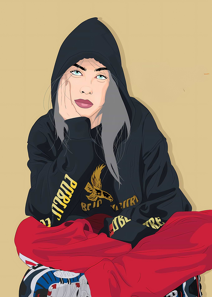 Billie Eilish Vector Art Portrait