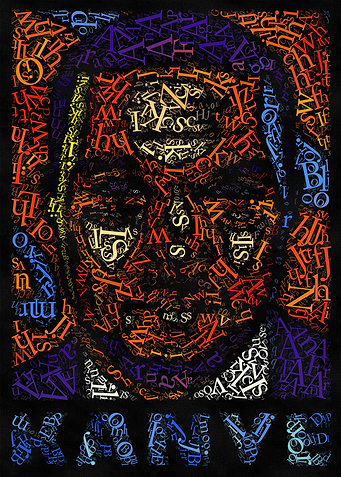 Kanye West Portrait Made of Letters