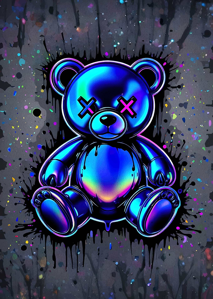 Iridescent Teddy Bear with X Eyes