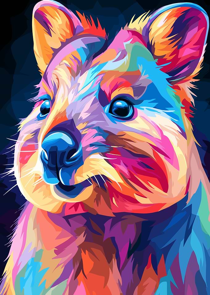 Colorful Quokka Portrait