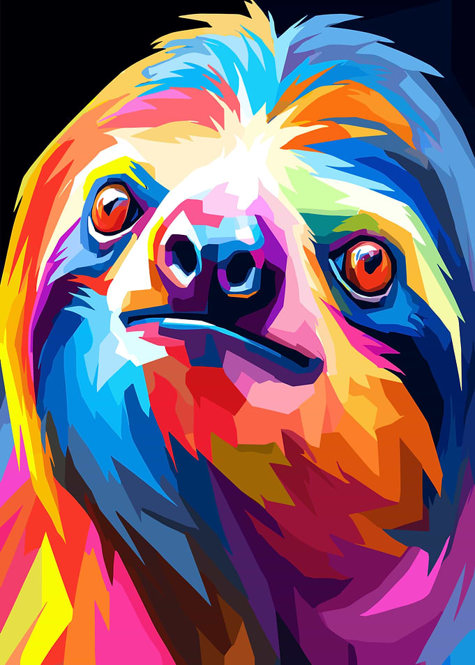 Colorful Sloth Portrait