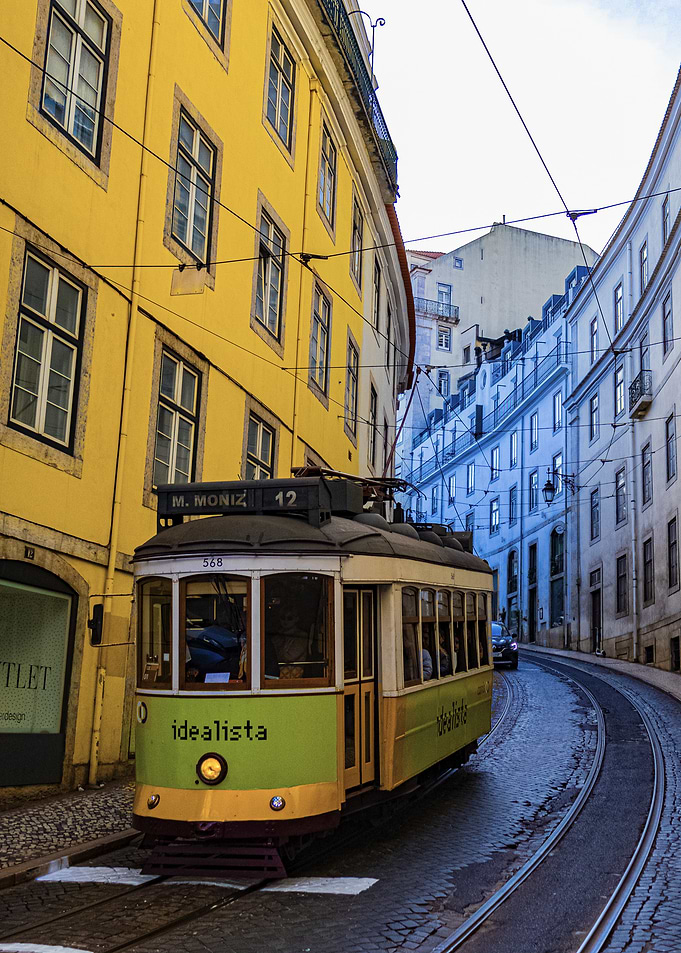 Vintage Tram in Lisbon Street