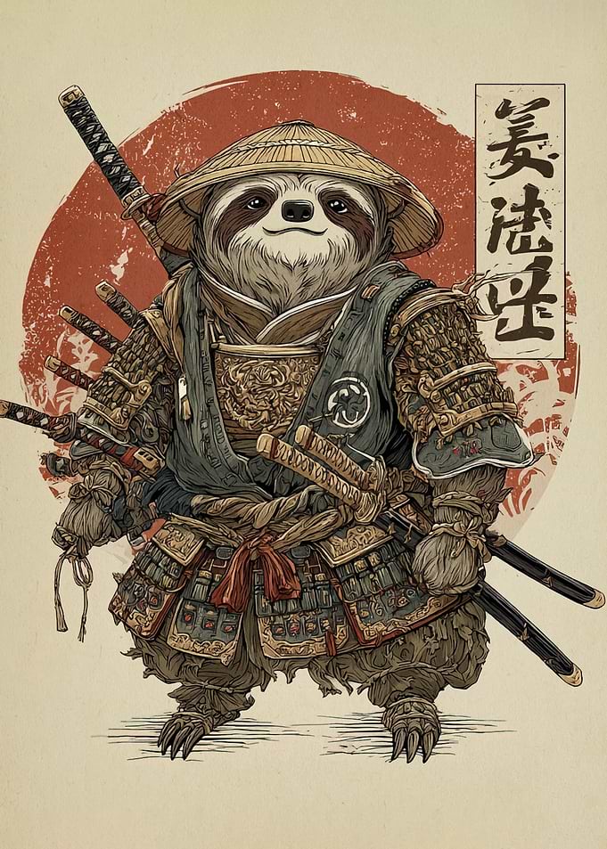 Samurai Sloth Illustration