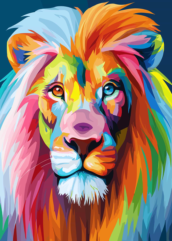 Colorful Lion Portrait