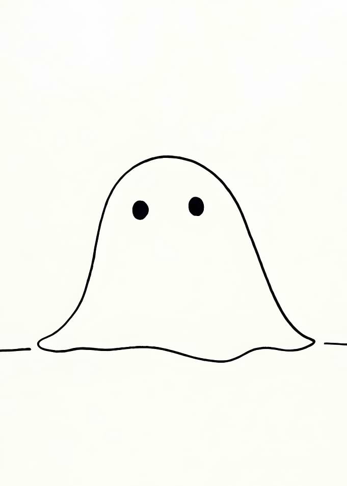 Minimalist Ghost Line Art