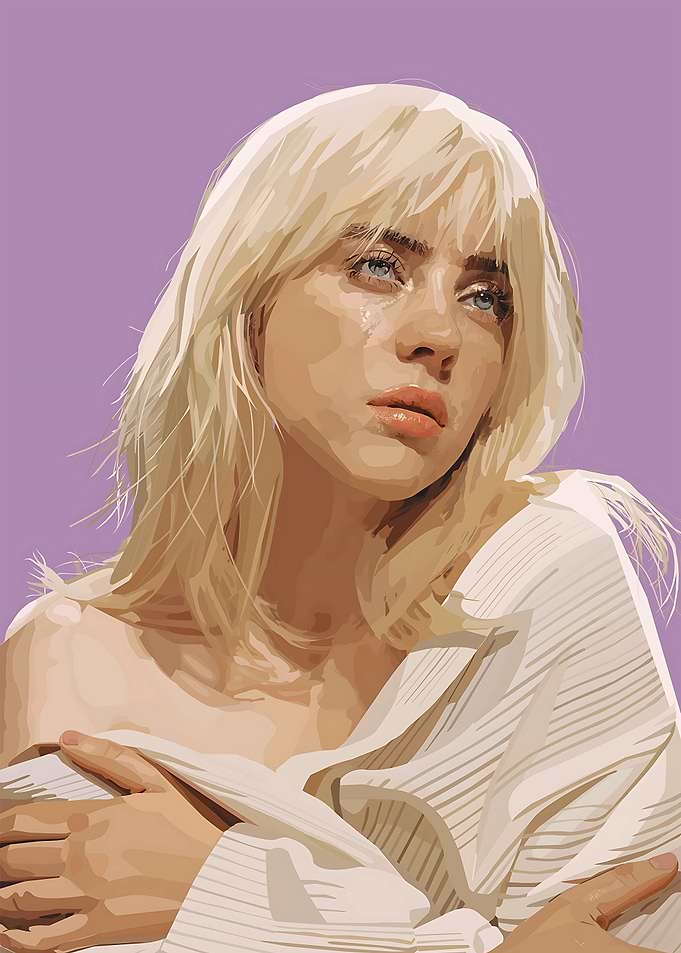 Billie Eilish Portrait with Tears