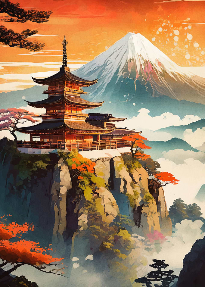 Japanese Pagoda Mount Fuji