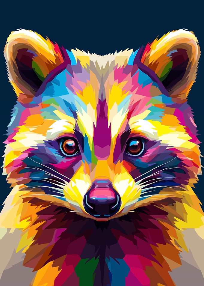 Colorful Raccoon Portrait