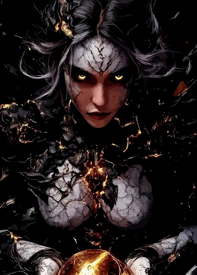 Dark Sorceress with Glowing Orb