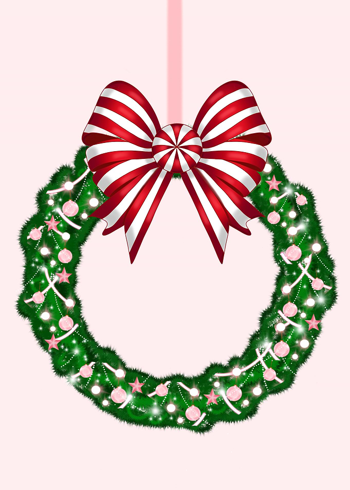 Christmas Wreath with Candy Bow