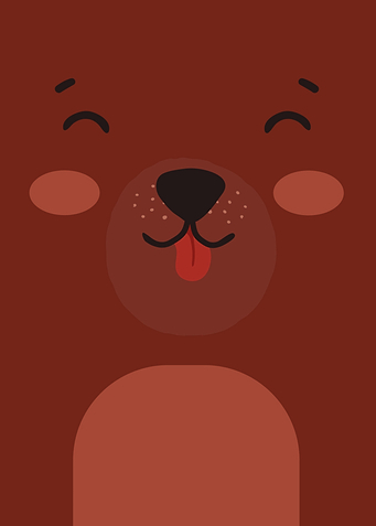 Cartoon Brown Bear Face Illustration