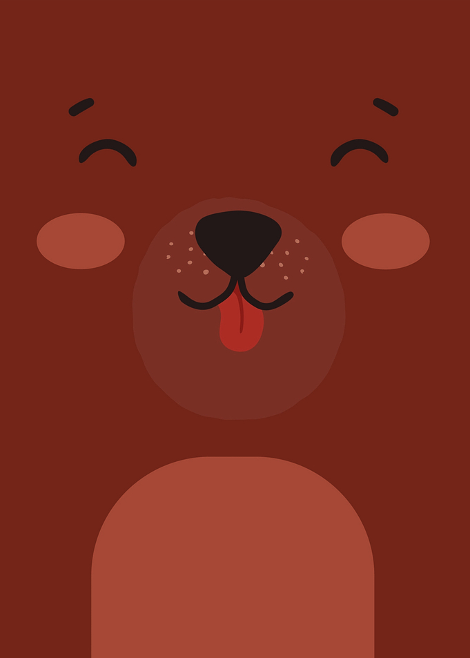 Cartoon Brown Bear Face Illustration