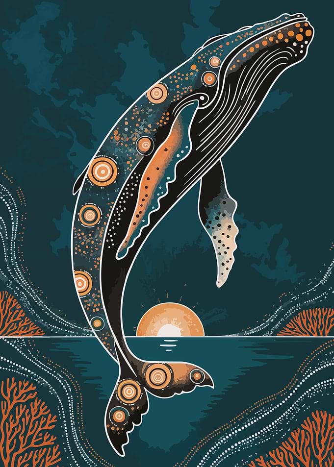 Whale at Sunset Digital Art