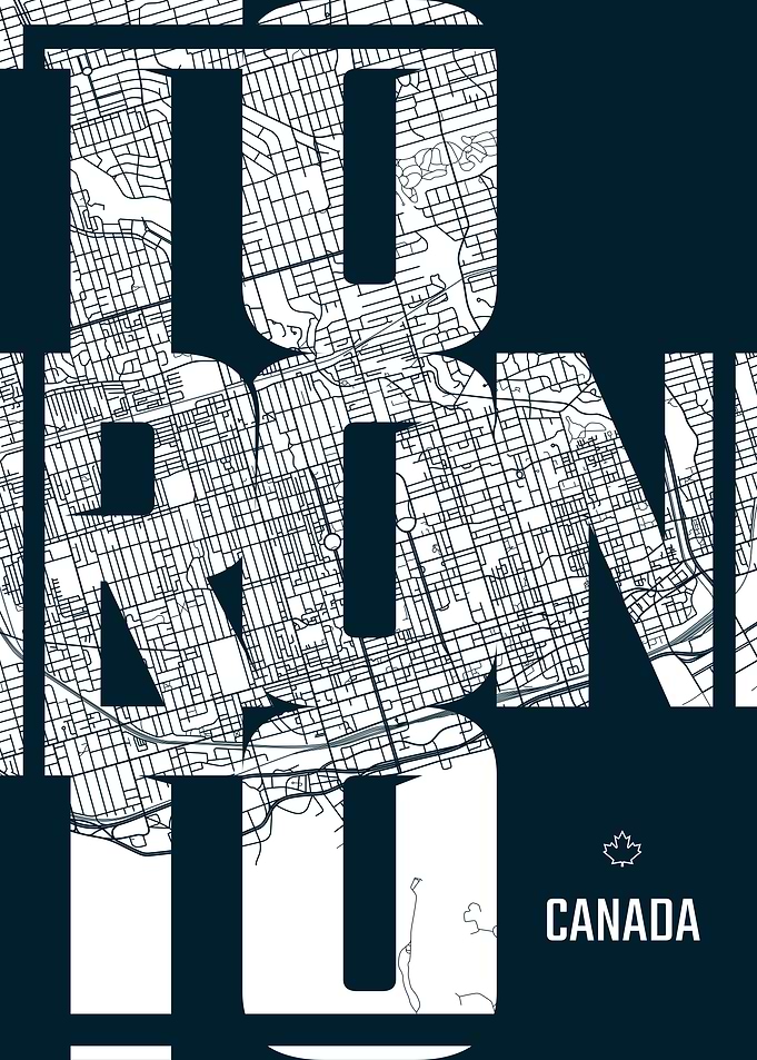 Toronto Map Typography Art