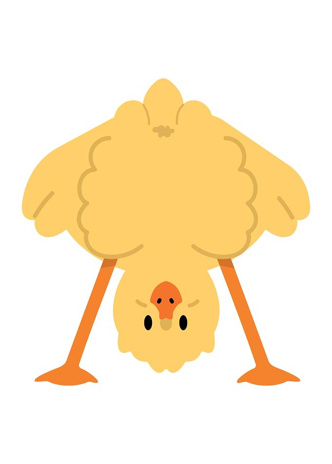 Upside-Down Cartoon Chick Illustration