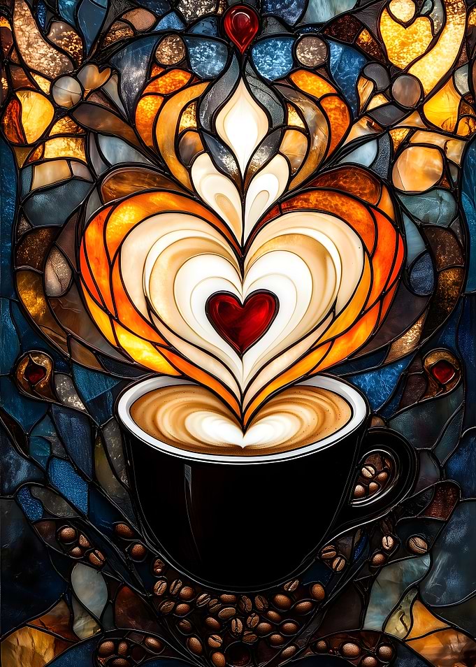 Stained Glass Coffee Heart