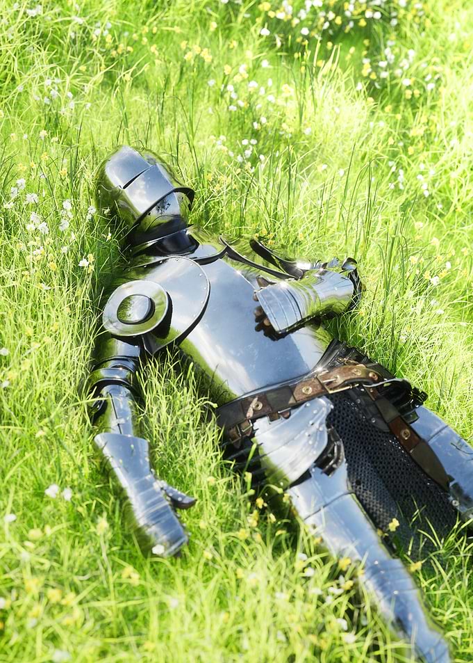Knight Resting in Grassy Field