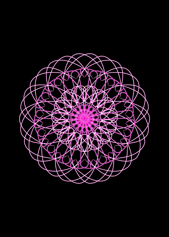 Pink Geometric Mandala on Black Background