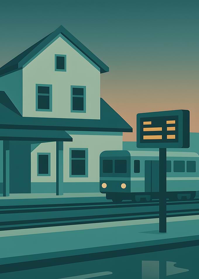 Train Station Minimalist Illustration
