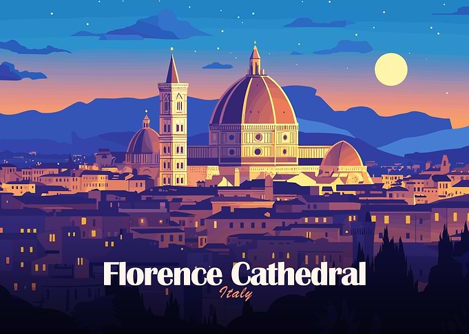 Florence Cathedral Italy Cityscape Illustration