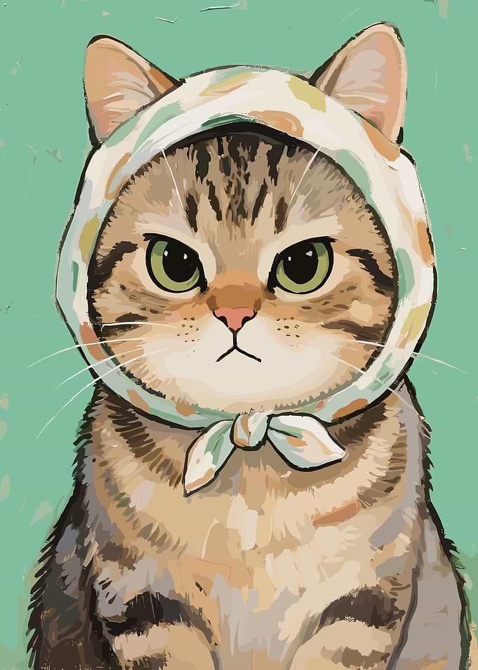 Cat with Headscarf Portrait
