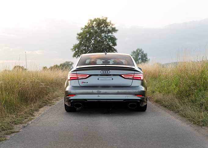 Gray Audi RS3 on Country Road