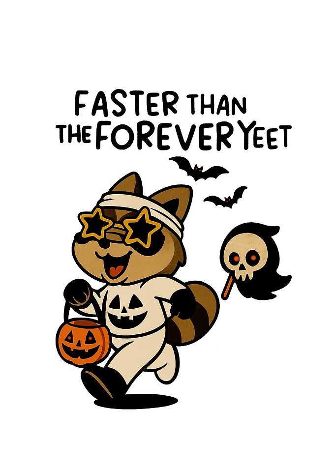 Halloween Raccoon Cartoon 'Forever Yeet