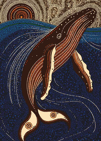 Whale in Aboriginal Dot Art Style