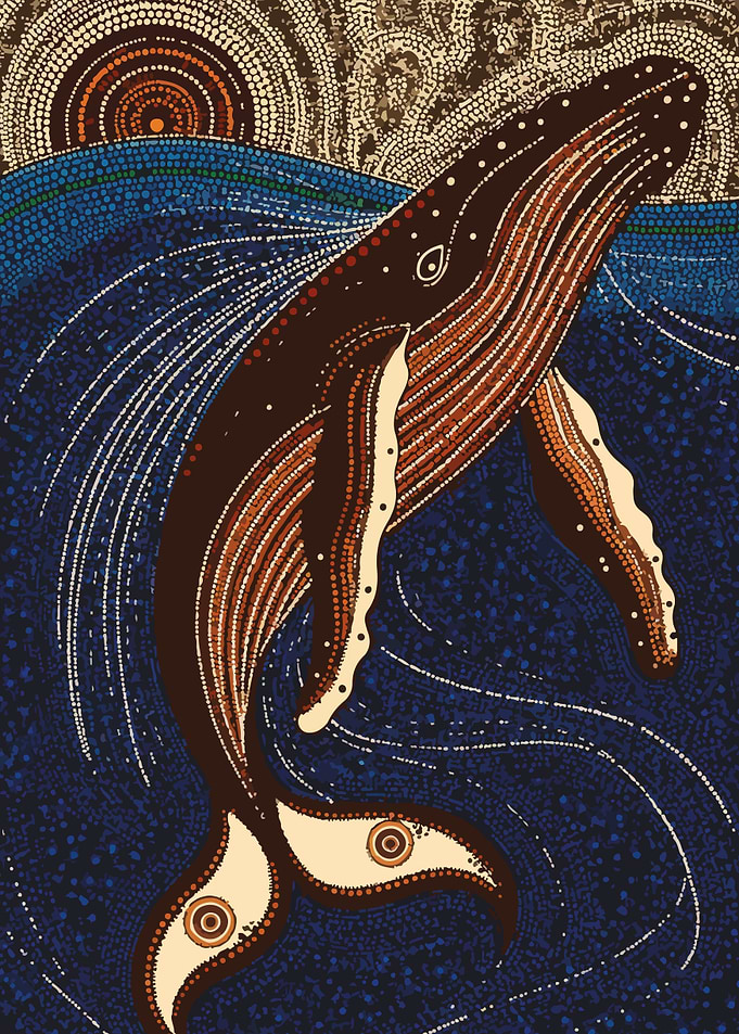 Whale in Aboriginal Dot Art Style
