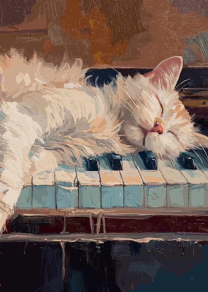 Cat Nap on Piano Keys