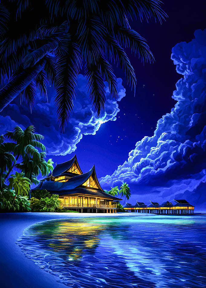 Tropical Island Resort Night