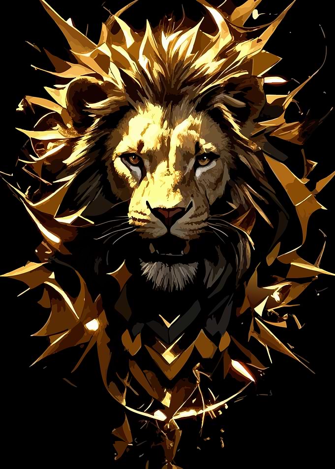 Golden Lion Abstract Art