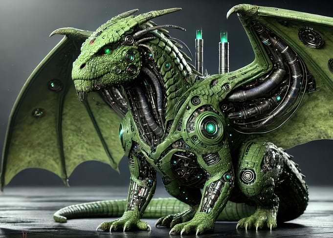 Green Mechanical Dragon