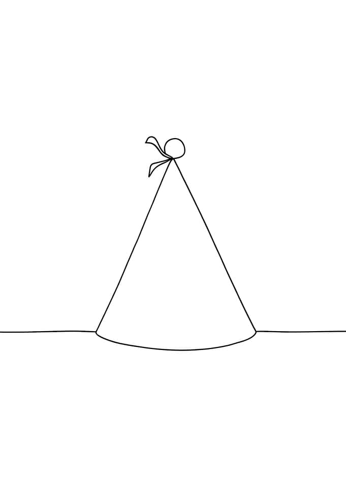 Minimalist Party Hat Line Art