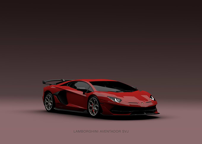 Red Lamborghini Aventador SVJ Studio Shot