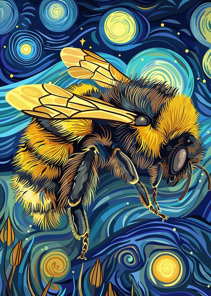 Bee in Starry Night Style