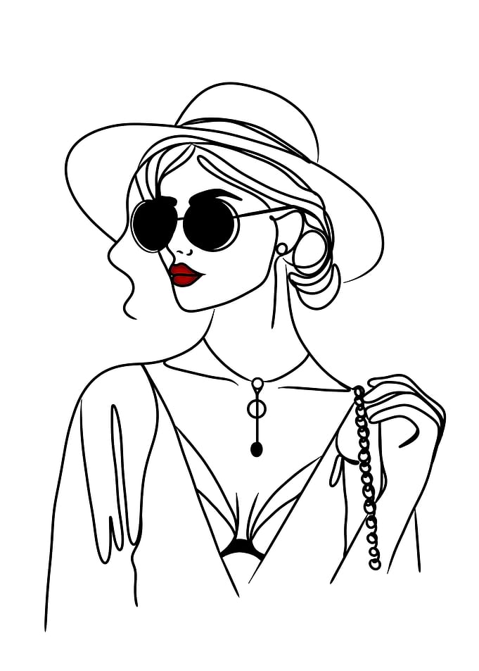 chic Woman Line Art