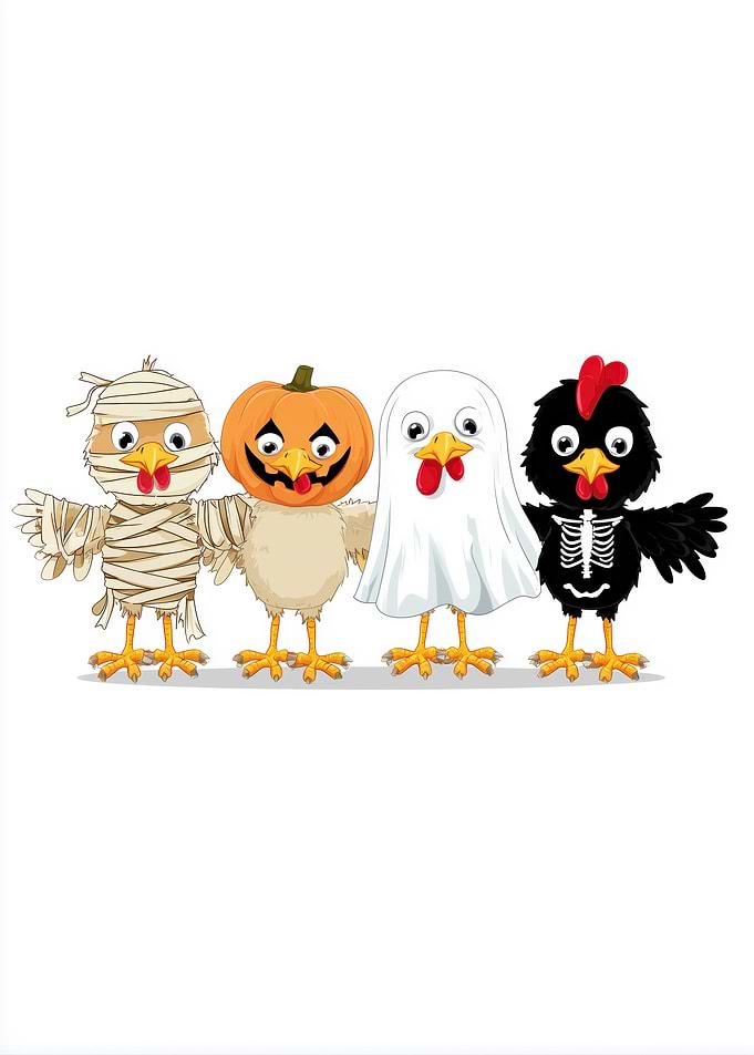 Halloween Chickens in Costume