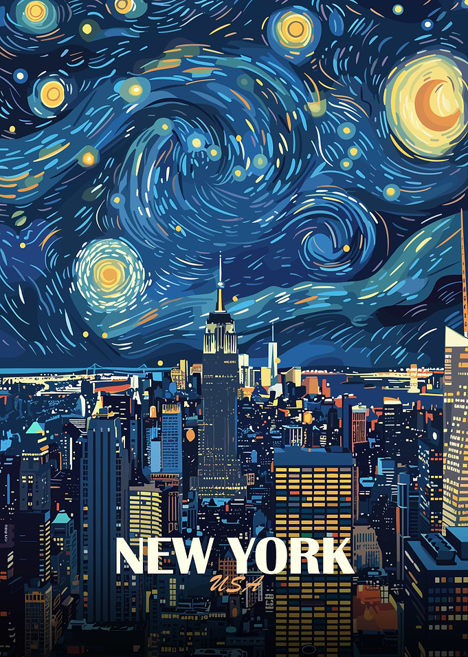 New York City Starry Night Art