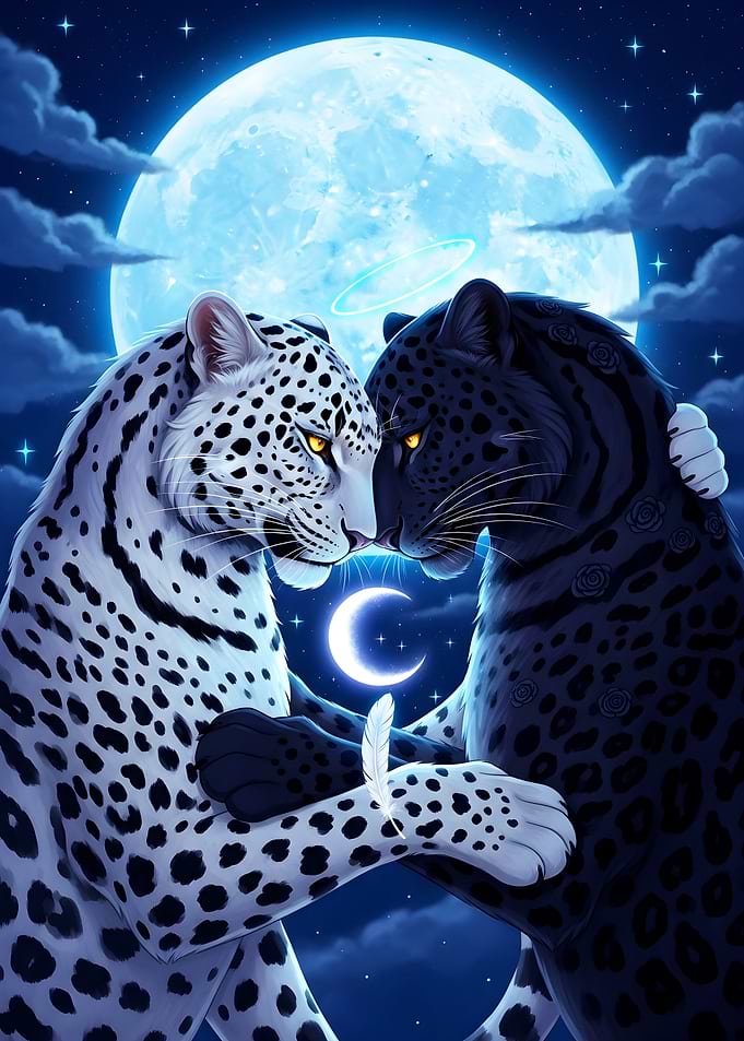 Leopard Love Under the Moonlight
