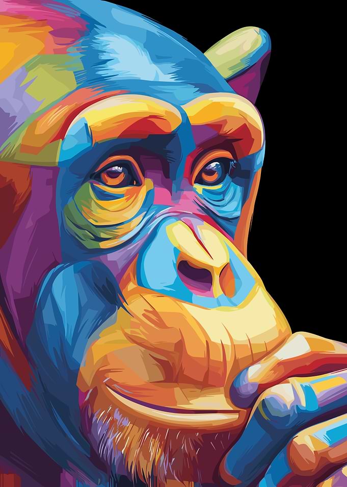 Colorful Chimpanzee Portrait