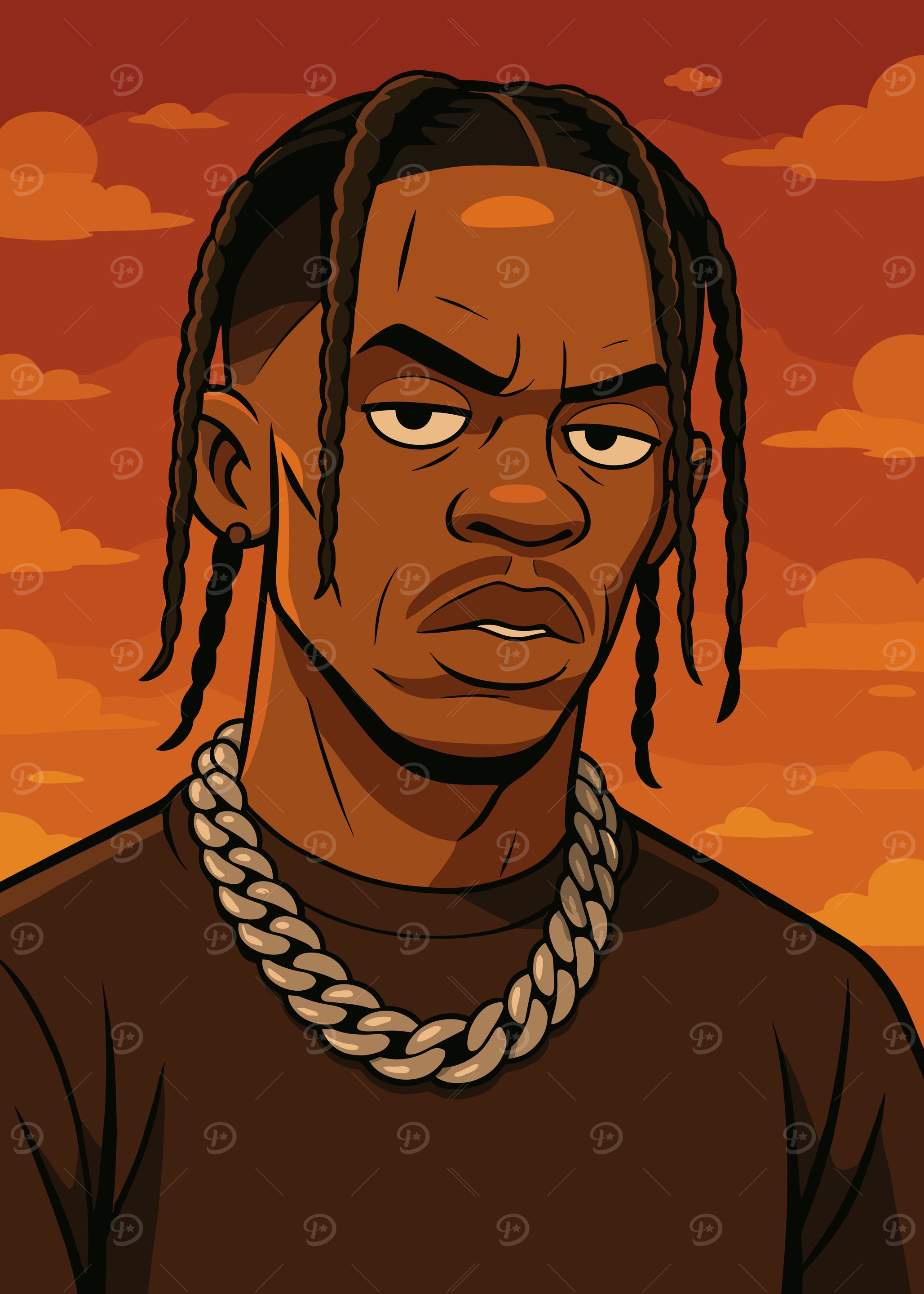 Travis Scott Cartoon Portrait