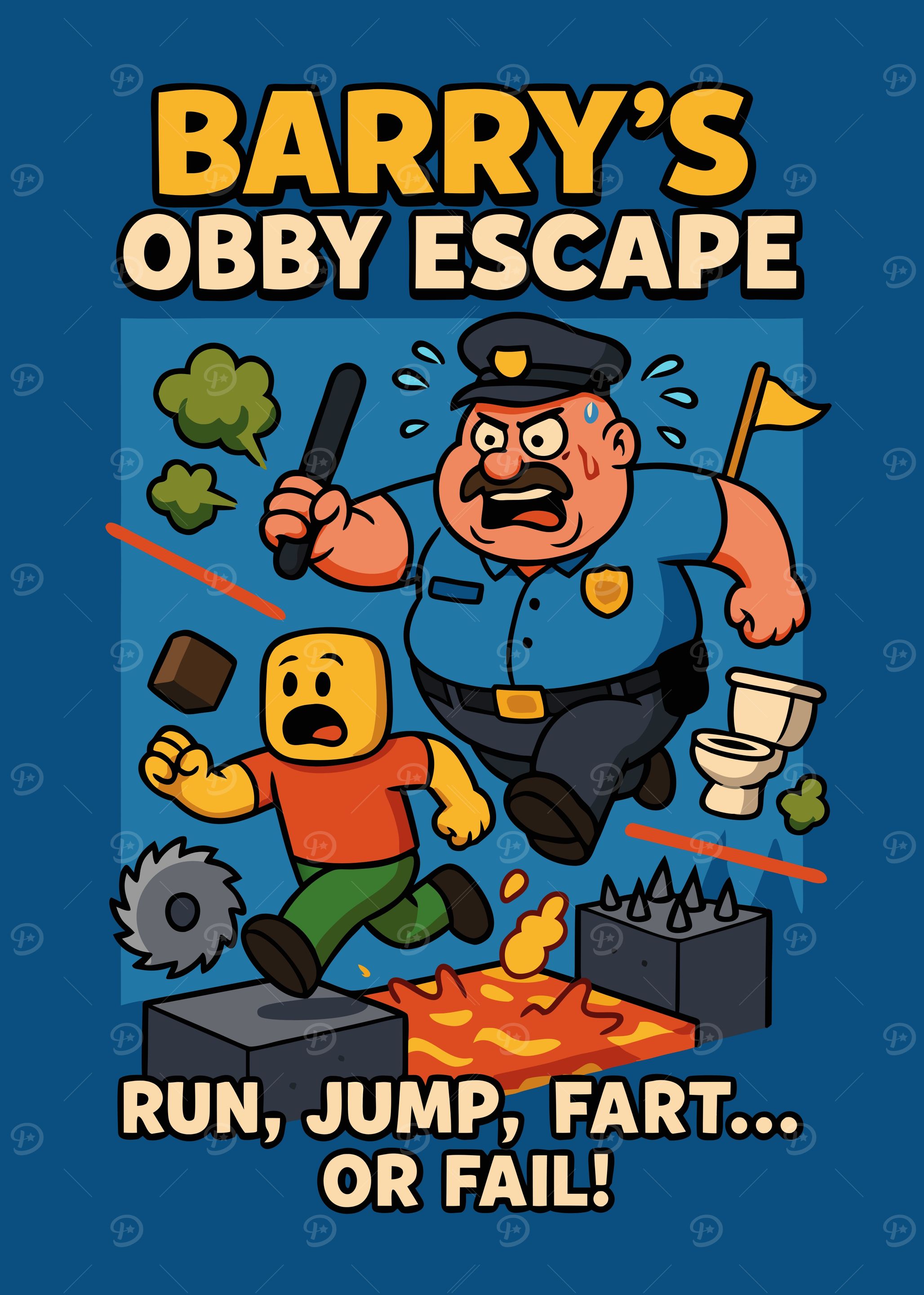 Barry's Obby Escape Cartoon Illustration