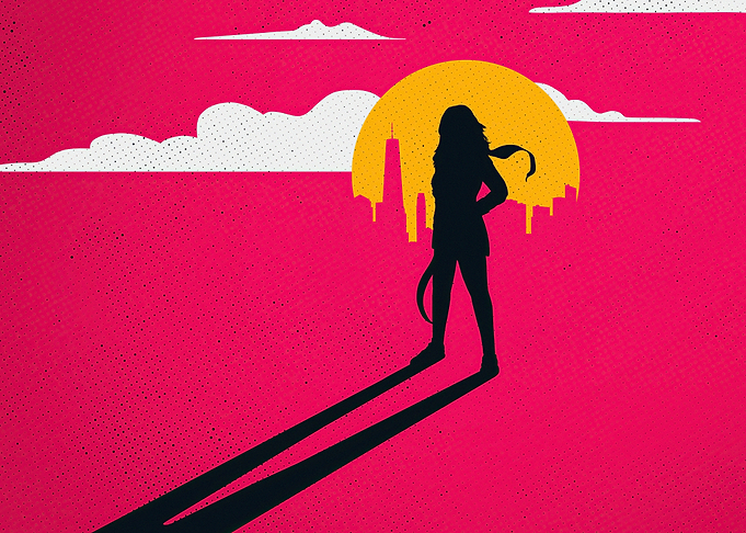 ms. marvel silhouette with cityscape backdrop