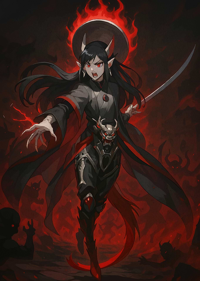 Demon Girl Sword Fire