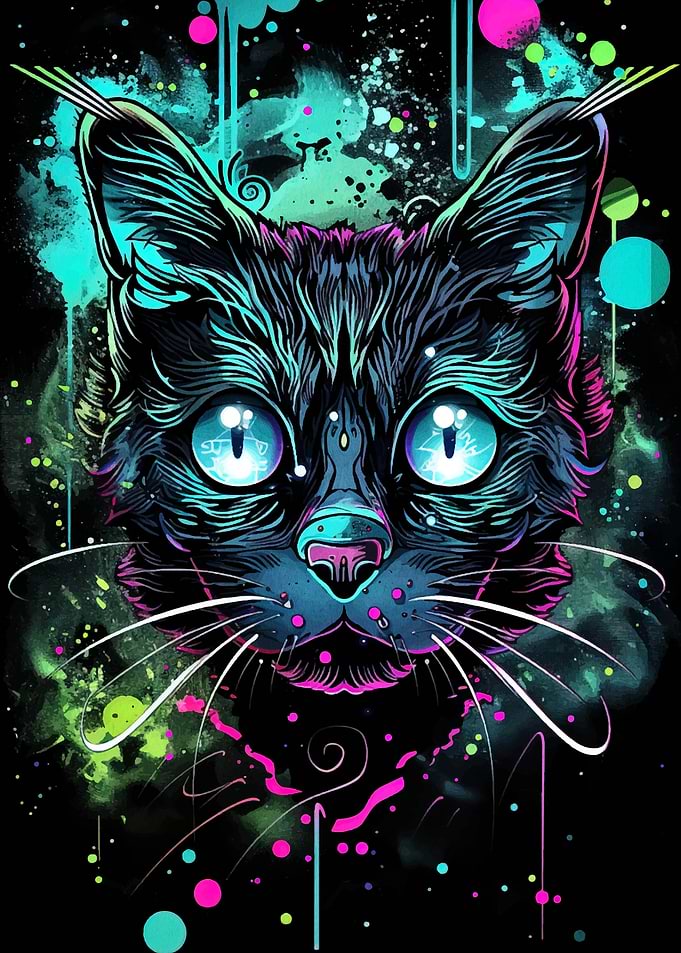 Neon Cat Portrait