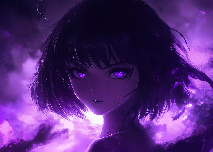 Anime Girl with Purple Eyes