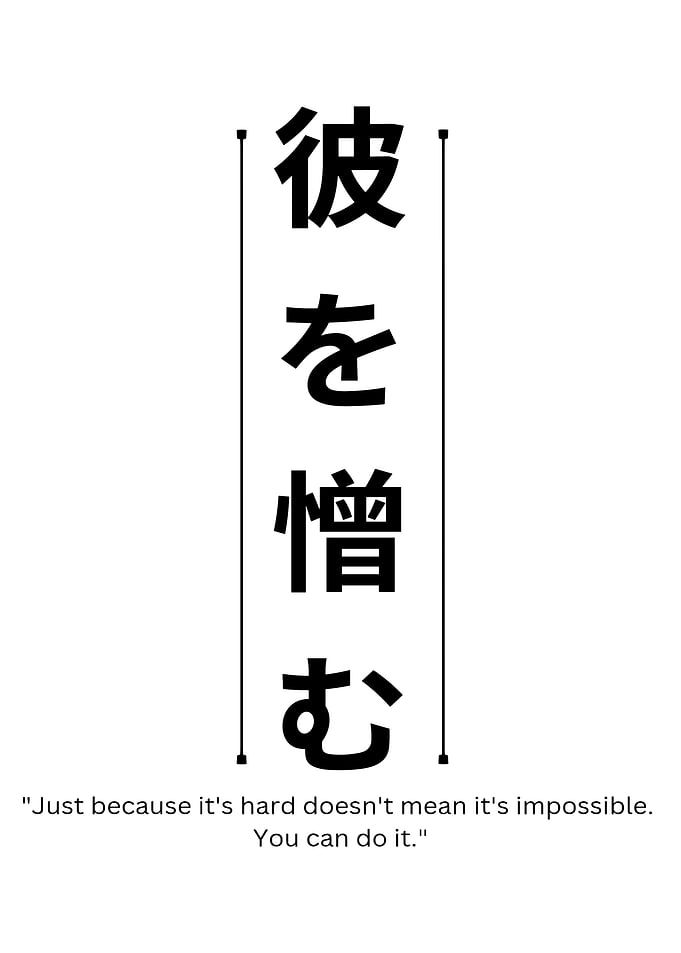 Japanese Text with Motivational Quote