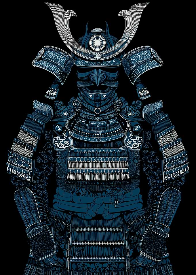 Blue Samurai Armor Illustration