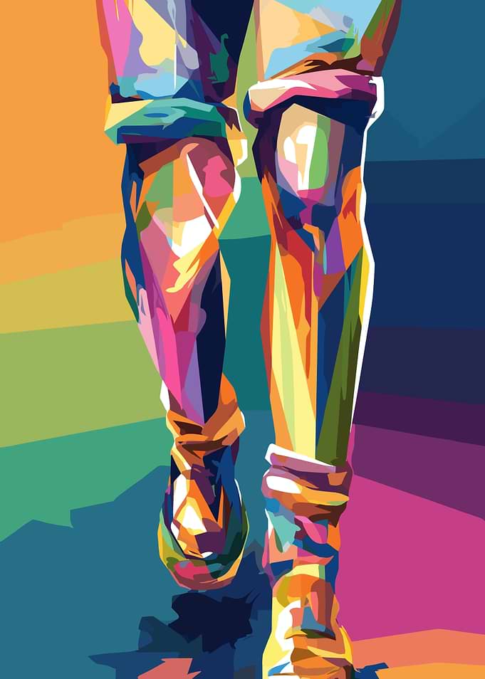 Colorful Legs Walking Pop Art